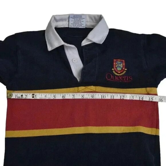 Barbarian Queens University Striped Rugby  Shirt Long Sleeve Polo Size XS - Picture 8 of 10